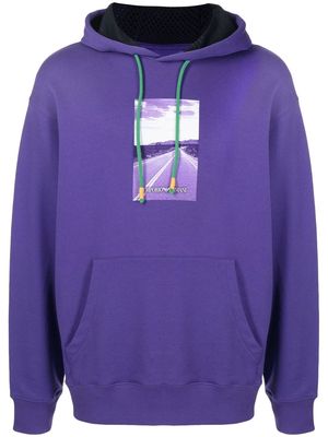 Emporio Armani graphic-print hoodie - Purple