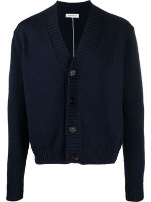 There Was One contrast stripe V-neck cardigan - Blue