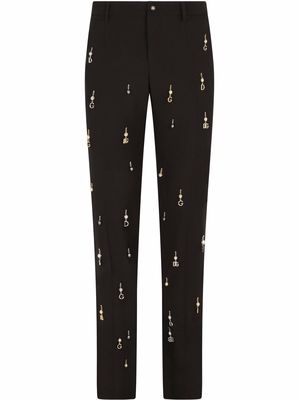 Dolce & Gabbana logo-plaque tailored trousers - Black
