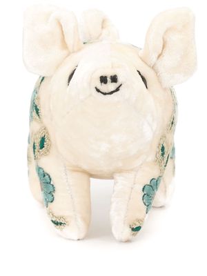 Anke Drechsel embroidered pig soft toy - White