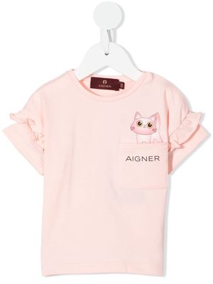 Aigner Kids logo-print short-sleeved T-shirt - Pink