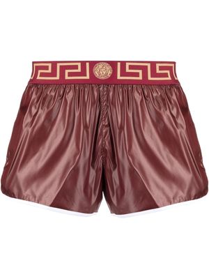 Versace logo-waistband swim shorts - Red