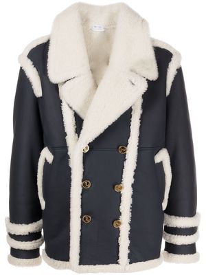 Thom Browne PEACOAT IN BICOLOR DYED SHEARLING - Blue