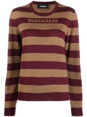 Dsquared2 striped logo-embroidered jumper - Brown