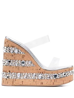 HAUS OF HONEY Croco 145mm crystal-embellished sandals - Silver