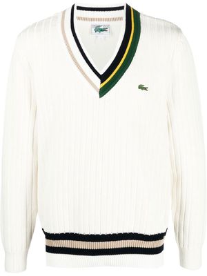 Lacoste ribbed-knit cotton jumper - White