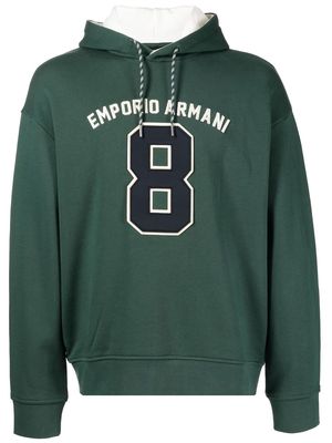 Emporio Armani embroidered-logo hoodie - Green