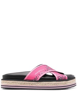 Kenzo bandana print platform sandals - Pink