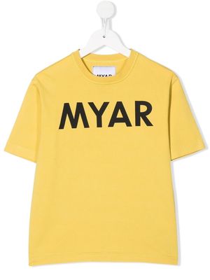 MYAR KIDS logo-print T-shirt - Yellow