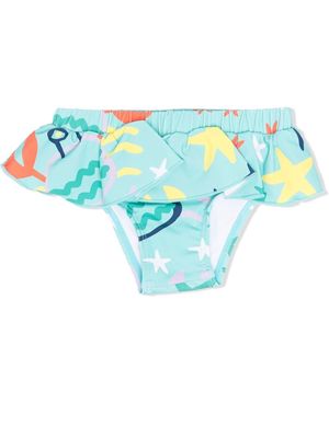 Stella McCartney Kids under the sea ruffle bikini bottoms - Green