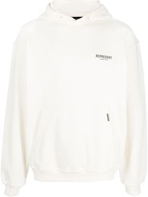 Represent logo-print cotton hoodie - Neutrals