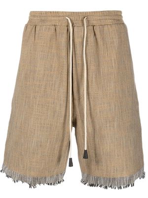 Nanushka raw-rem textured shorts - Brown