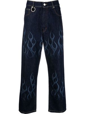 Etudes flame-print straight-leg jeans - Blue