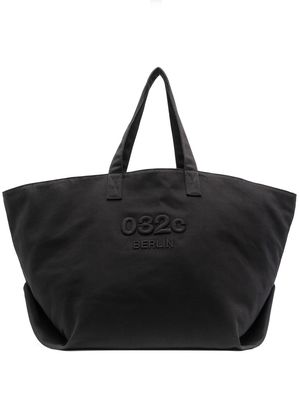 032c embroidered-logo cotton tote - Black