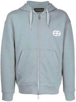 Emporio Armani chest logo-print hoodie - Blue