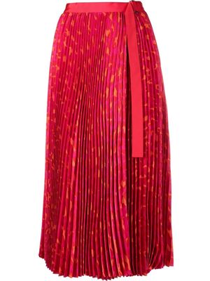 sacai belted pleated midi skirt - Pink