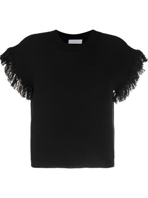 Chicca Lualdi fringe-detail knitted top - Black