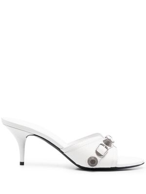 Balenciaga Cagole studded leather sandals - White