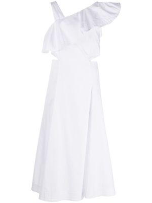 Veronica Beard ruffled cut-out dress - White