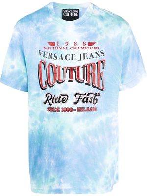 Versace Jeans Couture tie-dye slogan-print T-shirt - Blue