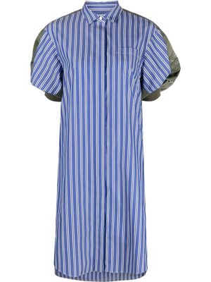 sacai puff-sleeved shirt dress - Blue