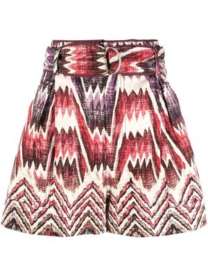 Chufy patterned belted shorts - Red