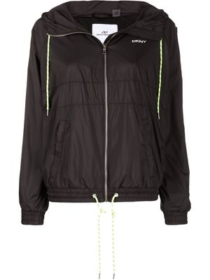 DKNY logo-print zip-fastening hooded jacket - Black