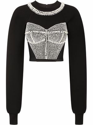 Dolce & Gabbana pearl-embellished jumper - Black