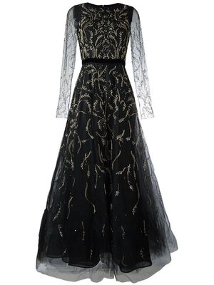 Oscar de la Renta tulle embroidered dress - Black