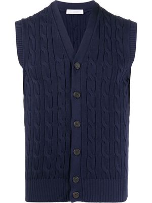 Cruciani sleeveless cable-knit cardigan - Blue