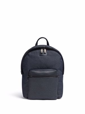 Zegna two-tone leather trim backpack - Blue