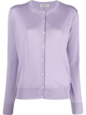 There Was One contrast stripe crew-neck cardigan - Purple