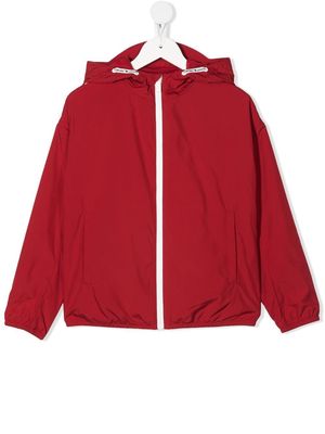 Emporio Armani Kids TEEN logo print zip hooded jacket - Red