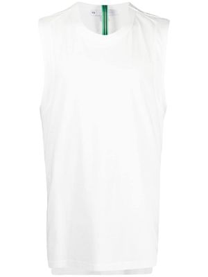 Y-3 striped loopback branded tank top - White