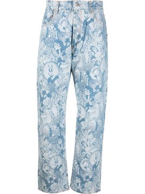 Aries embroidered straight-leg jeans - Blue