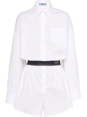 Prada Stretch Poplin short belted jumpsuit - White
