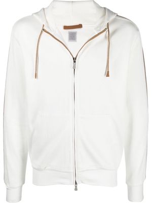 Eleventy drawstring zipped hoodie - 0004 ECRU