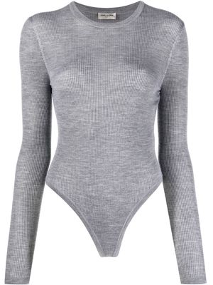 Saint Laurent ribbed knit bodysuit - Grey