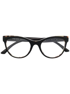 Prada Eyewear tortoiseshell-trim cat-eye frame glasses - Black