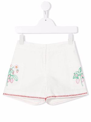 Stella McCartney Kids floral-embroidery shorts - White