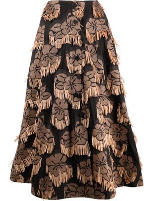 La DoubleJ floral-print A-line skirt - Black