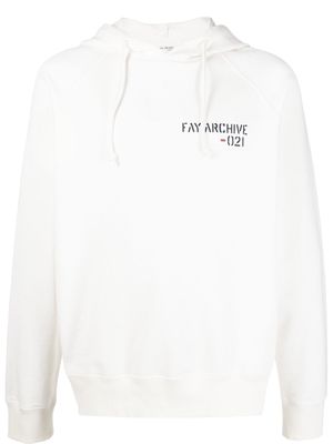 Fay logo-print cotton hoodie - White