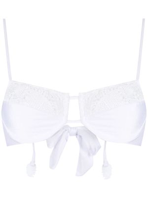 Martha Medeiros Camila crochet-panelled bikini top - White