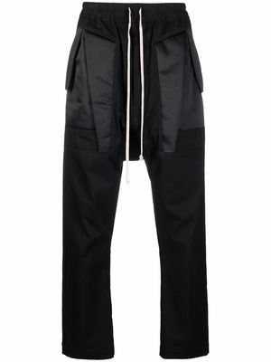 Rick Owens panelled drawstring-waist drop-crotch trousers - Black