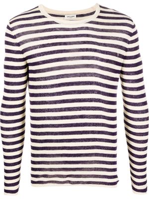 Saint Laurent striped ribbed-knit jumper - Purple