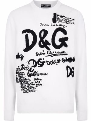 Dolce & Gabbana all over logo-print wool jumper - White