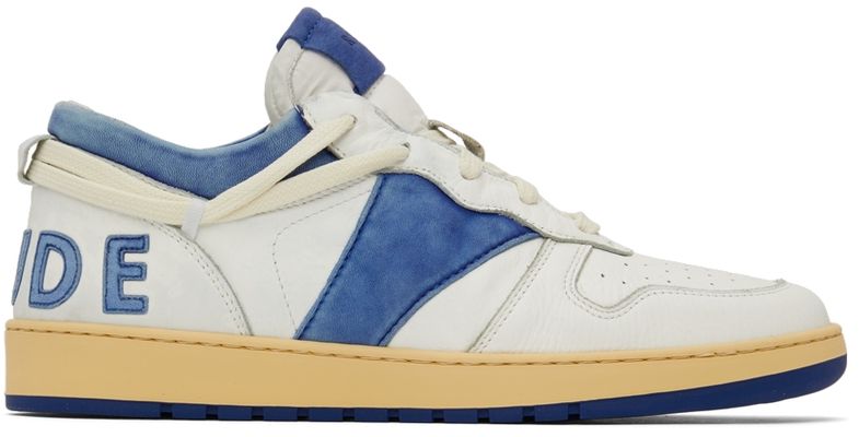 Rhude SSENSE Exclusive White & Blue Rhecess Low Sneakers
