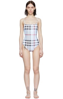 Burberry Blue Vintage Check One-Piece Swimsuit