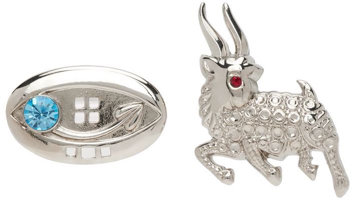 Chopova Lowena Silver Deer & Oval Earrings