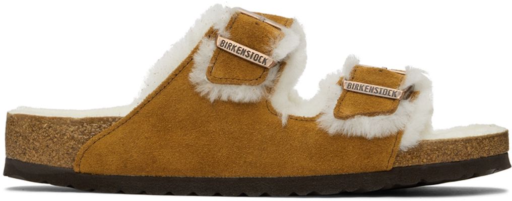 Birkenstock Brown Suede & Shearling Arizona Sandals